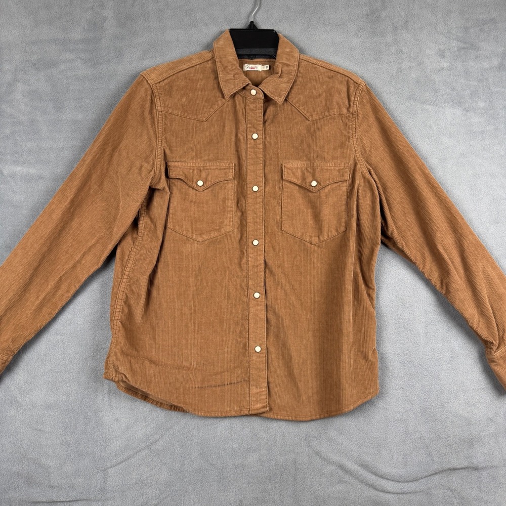 Faherty Stretch Corduroy Western Snap Shirt Oak Brown WWF2303-ORW Mens M